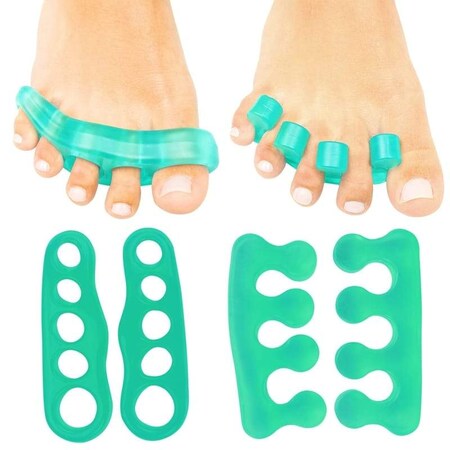 ViveSole Toe Separators for Men & Women (4 Pieces) - Silicone Gel Spreaders - Therapeutic Spa Stretchers for Plantar Fasciitis, Bunions, Overlapping Hammer Toe Spacers - Metatarsal Yoga Cushion